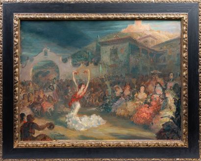 null José GONZALES DE LA PEÑA (1887-1961).

Danseuse ("Fiesta en el cortijo").

Huile...