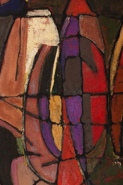 null Pat Richard MAURIS (1929-1998). 

Composition. 

Oil on canvas.

H_81 cm L_100...