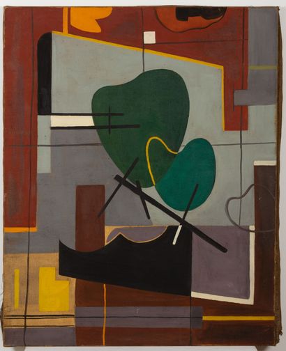 null Pat Richard MAURIS (1929-1998). 

Composition. 

Huile sur toile.

H_162.5 cm...