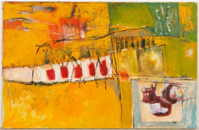 null Pat Richard MAURIS (1929-1998). 

Composition. 

Huile sur toile.

H_59.5 cm...