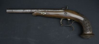 null Coffret de pistolets à piston, signés BRUNEEL à Lyon (1825-1850). 

Premier...