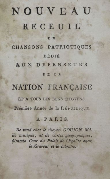 null Nouveau recueil de chansons patriotiques dédié aux défenseurs de la Nation Française.

Paris,...