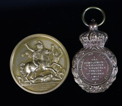 null Ensemble de deux médailles militaires sur le thème de Napoléon 1er, comprenant...