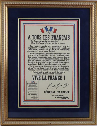 null GENERAL DE GAULLE (1890-1970), d'après. 

Réédition de l'affiche de l'Appel...