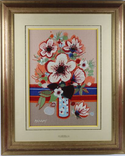 null Frédéric MENGUY (1927-2007) et manufacture d'Aubusson. 

Bouquet de fleurs....