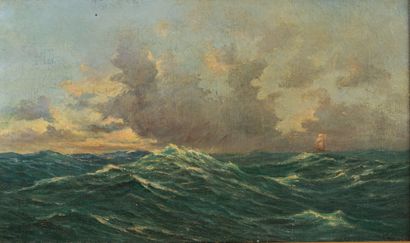 null Robert DUMONT-DUPARC (1866-1930).

Marine. 

Huile sur toile, signée en bas...