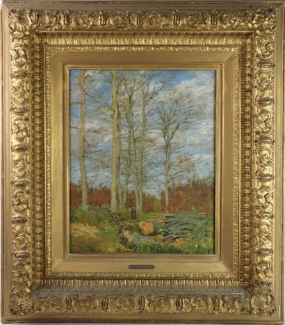 null Marcel Adolphe BAIN (1878-1937). 

Promeneuse en forêt. 

Huile sur toile, signée...