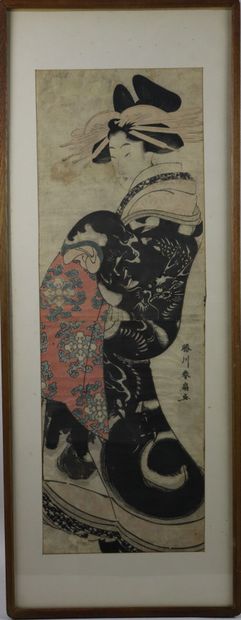 null shunsen KATSUKAWA (1762-1830), d'après.

Estampe représentant une geisha.

H_71,5...