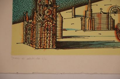 null Jean CARZOU (1907-2000). 

Les bannières. 

Lithographie en couleurs, signée...