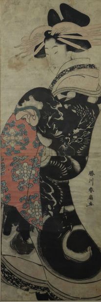 null shunsen KATSUKAWA (1762-1830), d'après.

Estampe représentant une geisha.

H_71,5...