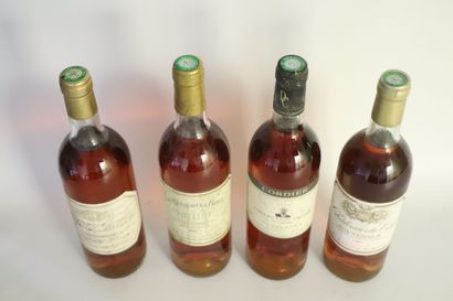 null SAUTERNES. 

Réunion de quatre bouteilles :

- Chateau Grillon 1976, 1 bouteille...