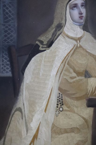 null 
Ecole française vers 1840. 




Sainte Thérèse d'Avila.




Pastel sur papier,...