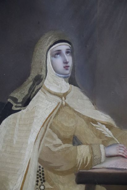 null 
Ecole française vers 1840. 




Sainte Thérèse d'Avila.




Pastel sur papier,...
