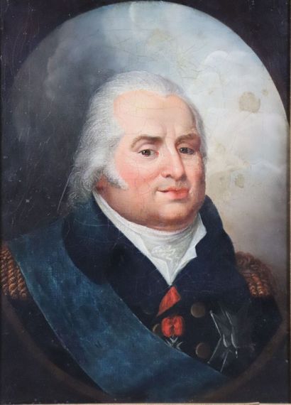 null École française du début du XIXème siècle.

Portrait de Louis XVIII.

Huile...