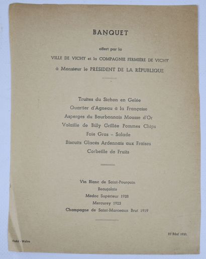 null INVITATION VILLE DE VICHY.

Banquet offert par la Ville de Vichy et la Compagnie...