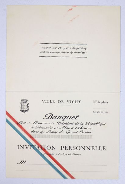 null INVITATION VILLE DE VICHY.

Banquet offert par la Ville de Vichy et la Compagnie...