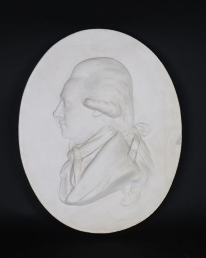 null Médaillon en plâtre figurant Benjamin-Léonor-Louis FROTIER, marquis de LA COSTE-MESSELIÈRE,...