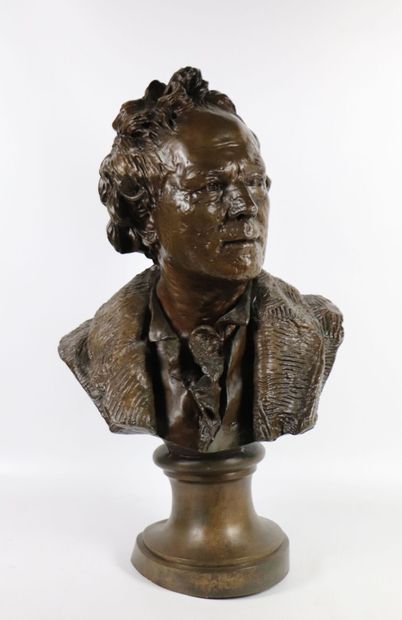 null Jean-Antoine HOUDON (1741-1828), d'après.

Buste de Christophe-Willibald Glück.

Bronze...