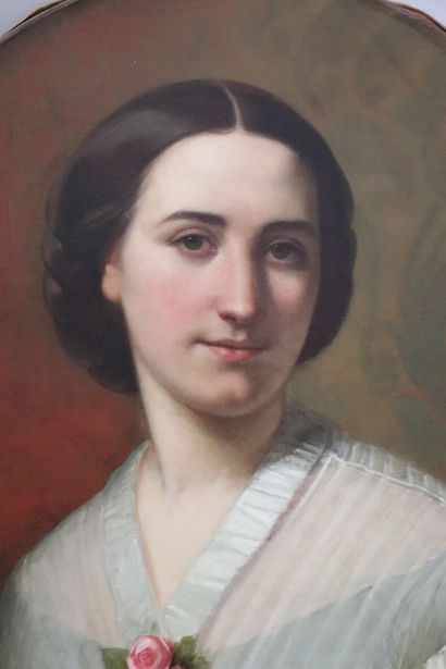 null DUPUYS-LAROCHE (peintre français, actif sous Napoléon III).
Portrait d'une élégante...