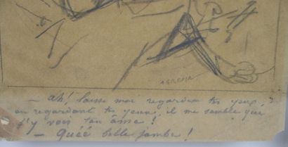 null Alfred GREVIN (1827-1892).
Fantaisies parisiennes.
Dessin au crayon, signé en...