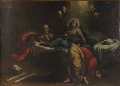 null Carlo MARATTA (1625-1713), d'après.
La mort de la Vierge.
Huile sur toile.
H_40...
