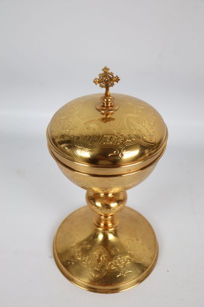 null Ciborium in vermeil with medallion decoration of scenes of the Stations of the...