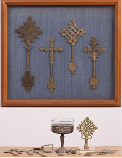 ETHIOPIE.
Lot de douze croix coptes et ornements...