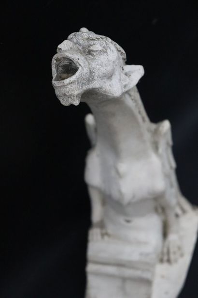 null Gargoyle in plaster, representing an imaginary animal. 
H_46 cm, small lacks....