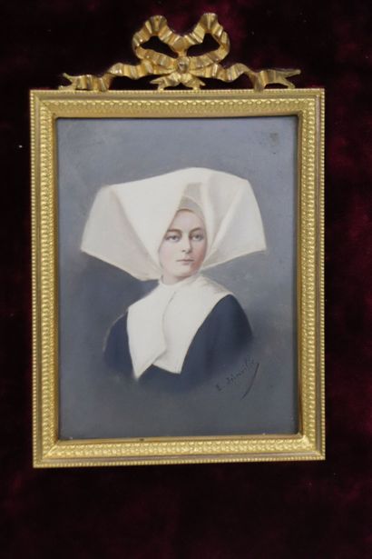 null E. JOINVILLE (active at the beginning of the XXth century). 
Portrait of a nun....