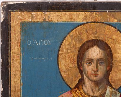 null LOT : Icône « Saint Stéphane ». Grèce, XIXe siècle. Tempera sur bois. H_35,5...