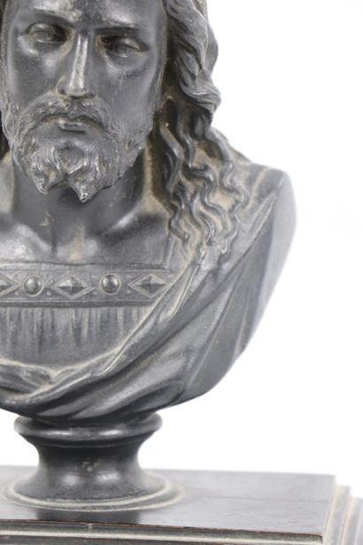 null French school of the 19th century. 
Jesus Christ. 
Bust in regula with black...