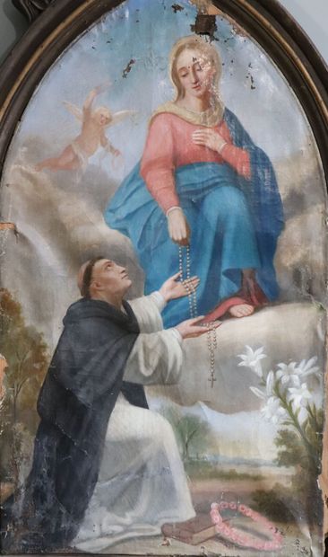 null École française du XIXème siècle.
La prière de Saint Dominique.
Imposant tableau...