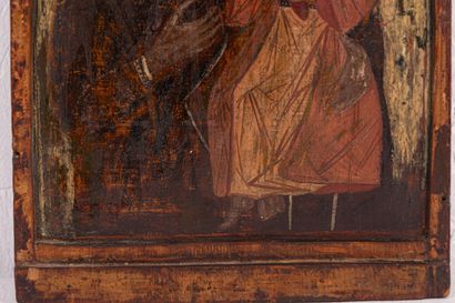 null LOT : Icon " Saint Stilan ". Balkans, XIXth century. Tempera on wood. 40 х 29...