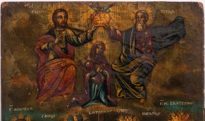 null Icon "The Holy Trinity with the saints
Russia, 19th century
Tempera on wood
39,5...
