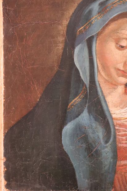 null École italienne du XVIIIème siècle. 
La Vierge Marie couronnée par la Sainte...