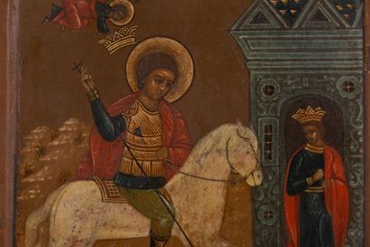null Icône « Saint Georges »
Russie, XIXe siècle
Tempera sur bois
31 x 26 cm, en...