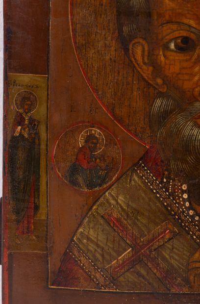 null Icône « Saint Nicolas »
Russie, XIXe siècle
Tempera sur bois
35,5 x 31 cm, A.B.E....