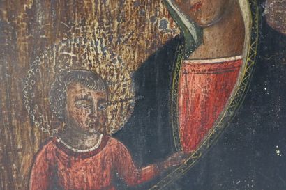 null Virgin and Child.
Icon probably from Crete, around 1900.
H_40 cm L_34 cm.