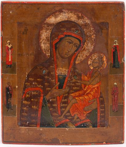null LOT : Icône « Vierge à l'enfant ». Russie, XIXe siècle. Tempera sur bois. 35,5...
