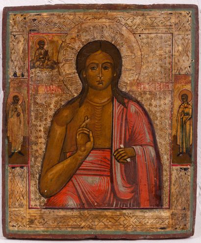 null LOT : Icon representing a saint. Russia, XVIIIth century. Tempera on wood. 27...