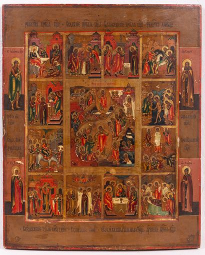 null Icon "Scenes from the life of Christ
Russia, late 18th century
Tempera on wood
44,5...