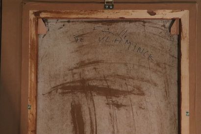 null École française du XXème siècle. 
Portrait d'un cardinal.
Huile sur toile.
Porte...