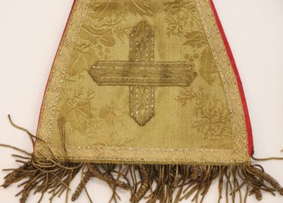 null Meeting of two small religious stoles. 
One in gold fabric decorated with a...