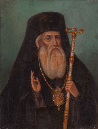 null Portrait d'un père d'église
Probablement Bulgarie, fin XIXe - début XXe siècle
Huile...
