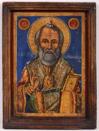 null Icône « Saint Afanasi »
Bulgarie, XIXe siècle
Tempera sur bois
27 x 19 cm. A.B.E.

Икона...