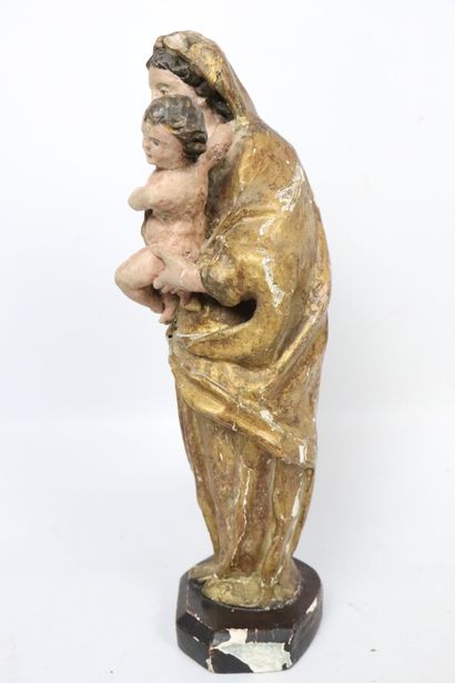 null French school of the XVIIIth century. 
Virgin and child.
Sculpture in wood and...