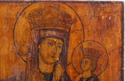 null LOT : Icon " Virgin of Smolensk ". Russia, XIXth century. Tempera on wood. 30,5...
