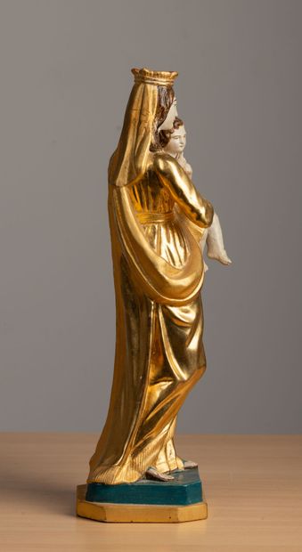 null Virgin and child in stuccoed wood polychrome and gilded. 
Southern work of the...