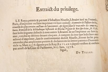 null VIGNIER (Nicolas). Summary of the history of the French. Paris, Sébastien Nivelle,...
