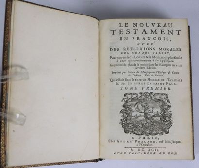 null NOUVEAU TESTAMENT (Le) en français. Paris, André Pralard, 1692. 4 vol. in-8,...
